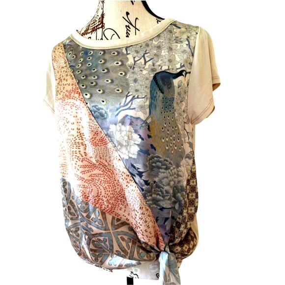 NWT Anthropologie Tiny Peacock Patchwork Side Tie Satin Front - Small - Picture 2 of 8